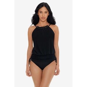 Magicsuit Babs Tankini Top Black Gold Beaded High Neck Blouson 6019789 16